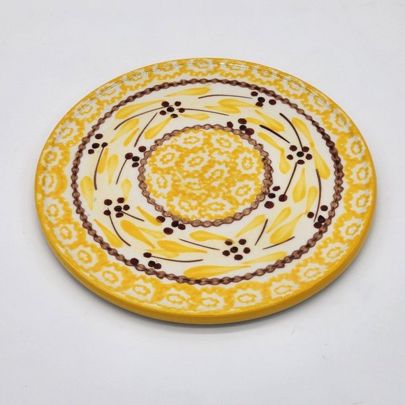Temp-tations by Tara Hot Plate Lovely Yellow Old World Round Hand Painted - Picture 1 of 3